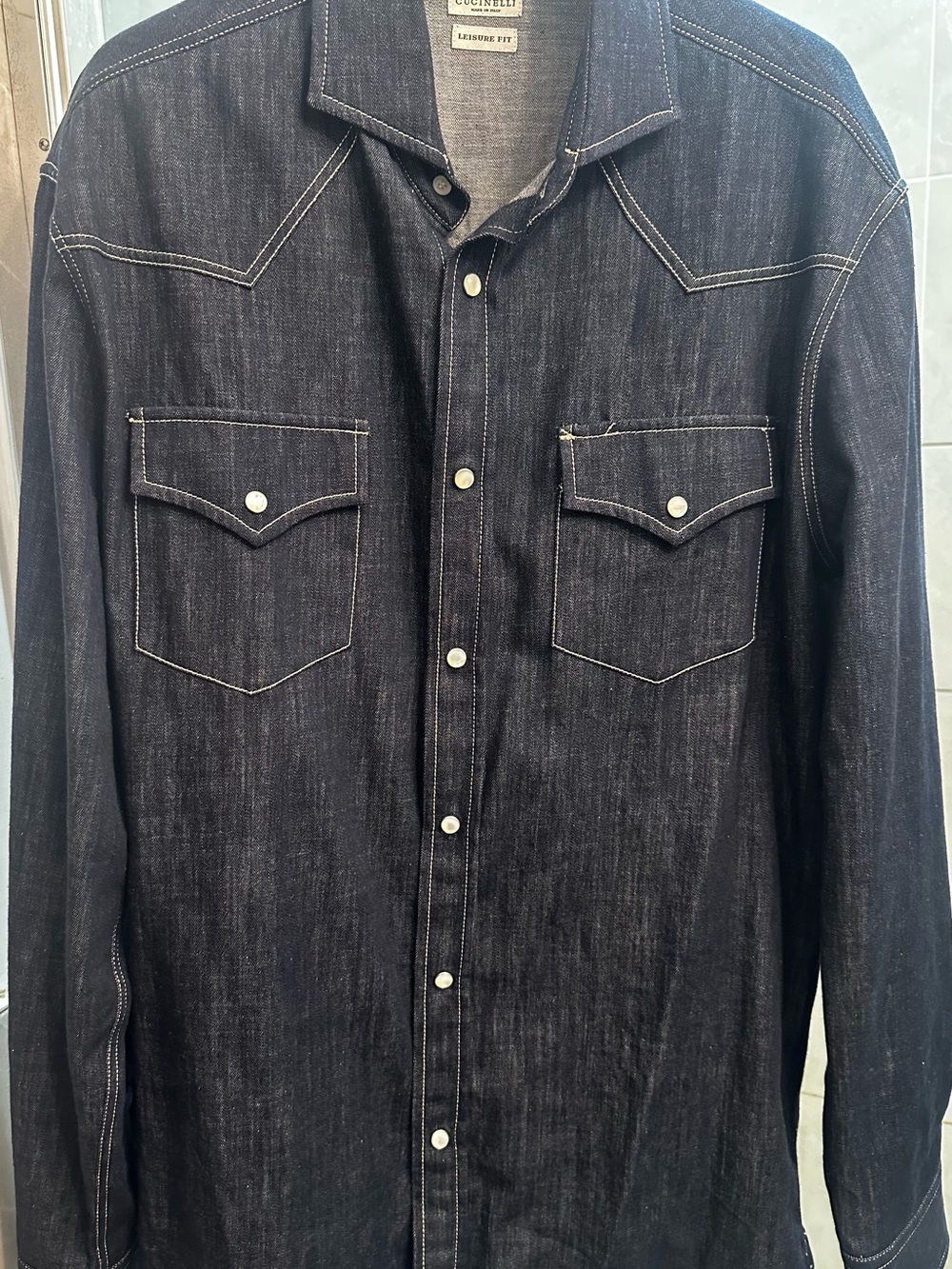 Brunello Cucinelli Dark Indigo Western Shirt XXL